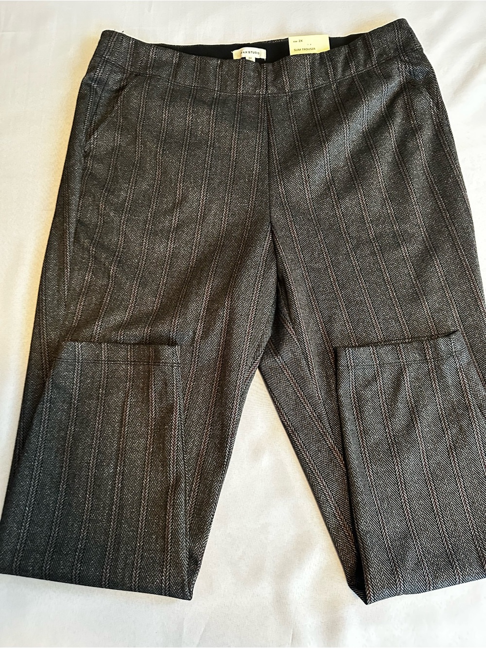 Max Studio Black & White Herringbone Slim Trousers - Picture 5 of 9
